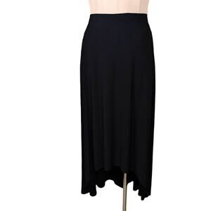 CHICO'S Stretchy Staggered Hem Hi Lo Stretchy Black Skirt 0 XS S